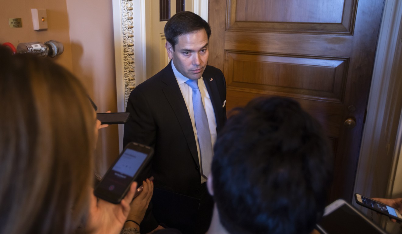 US Senator Marco Rubio speaks outside the Senate chambers at the US Capitol on December 21. Rubio was among several senators who have criticised a reported plan by Google to introduce a censored search engine in China. Photo: EPA-EFE