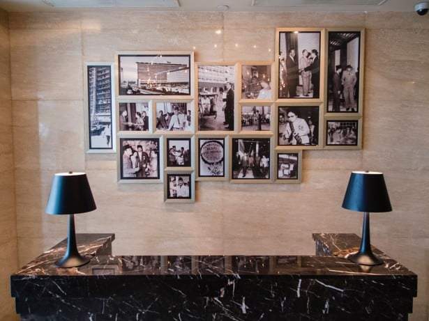Historical photos in the hotel’s Nirwana Lounge. Photo: Alamy
