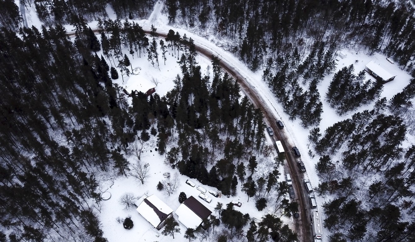 This aerial photo shows the cabin where 13-year-old Jayme Closs was allegedly held by Jake Thomas Patterson. Photo: AP