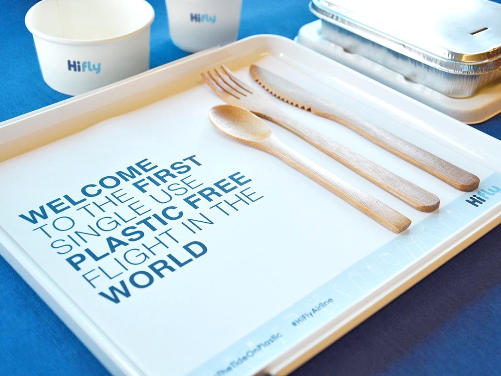 Portuguese charter airline Hi Fly aims to make its entire fleet plastic-free by the end of 2019 after becoming the first operator to ditch single-use plastics on board flights.