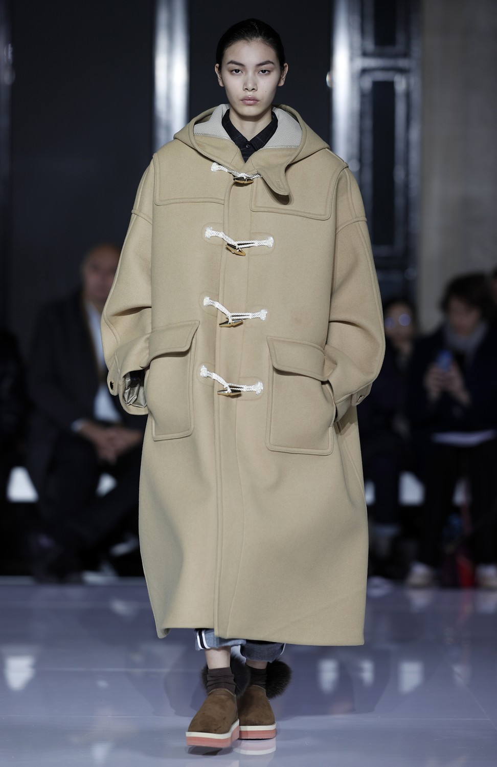 A model presents an oversized fawn duffel coat from Japanese designer Fumito Ganryu’s fall/winter 2019-20 men’s collection show at Paris Fashion Week on Tuesday. Photo: EPA-EFE