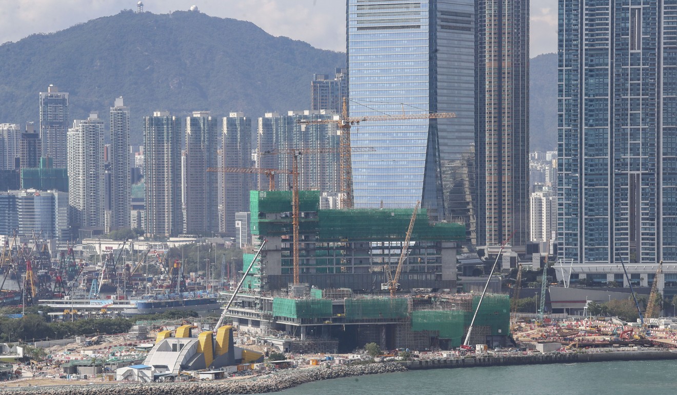 Construction progresses on the M+ museum project in the West Kowloon Cultural District, in May 2018. Hsin Chong’s HK$5.9 billion contract for the project was cancelled last August. Photo: Nora Tam