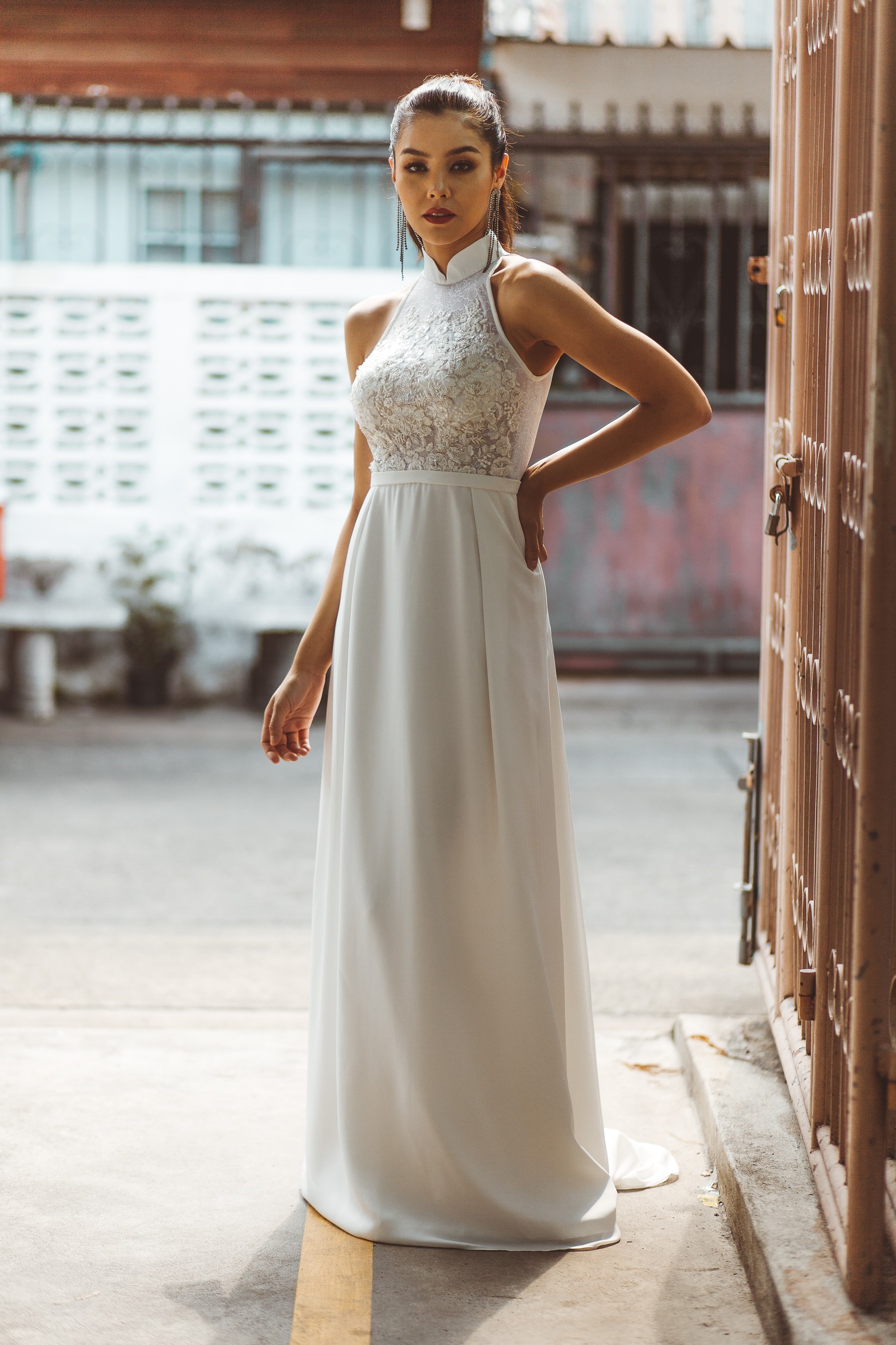 cheongsam inspired wedding dress