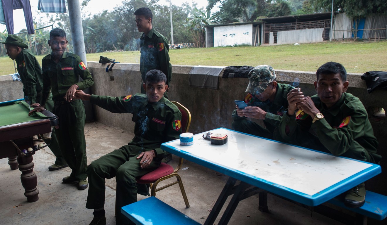 Pan Say militiamen at their base in Muse in Shan state. Photo: AFP