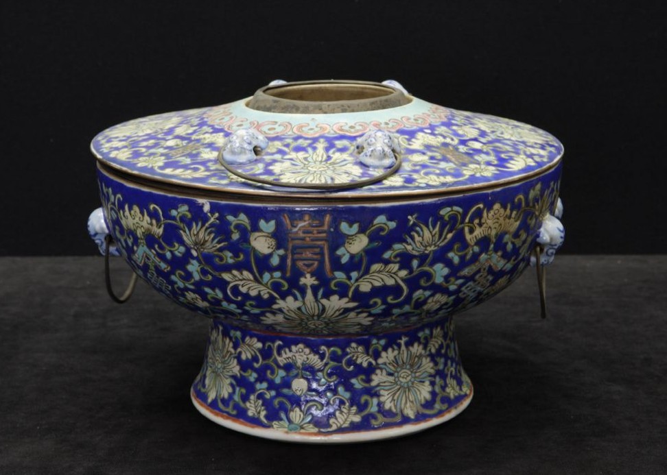 The pot used in the Qing imperial palace for making hotpot during the reign of Emperor Xianfeng, the husband of the Empress Cixi.