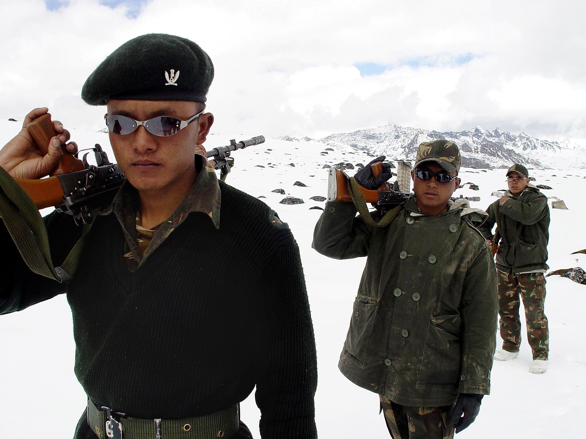 Indian Army soldiers of the Gorkha Regiment at the India-China border near Tawang. Photo: AFP