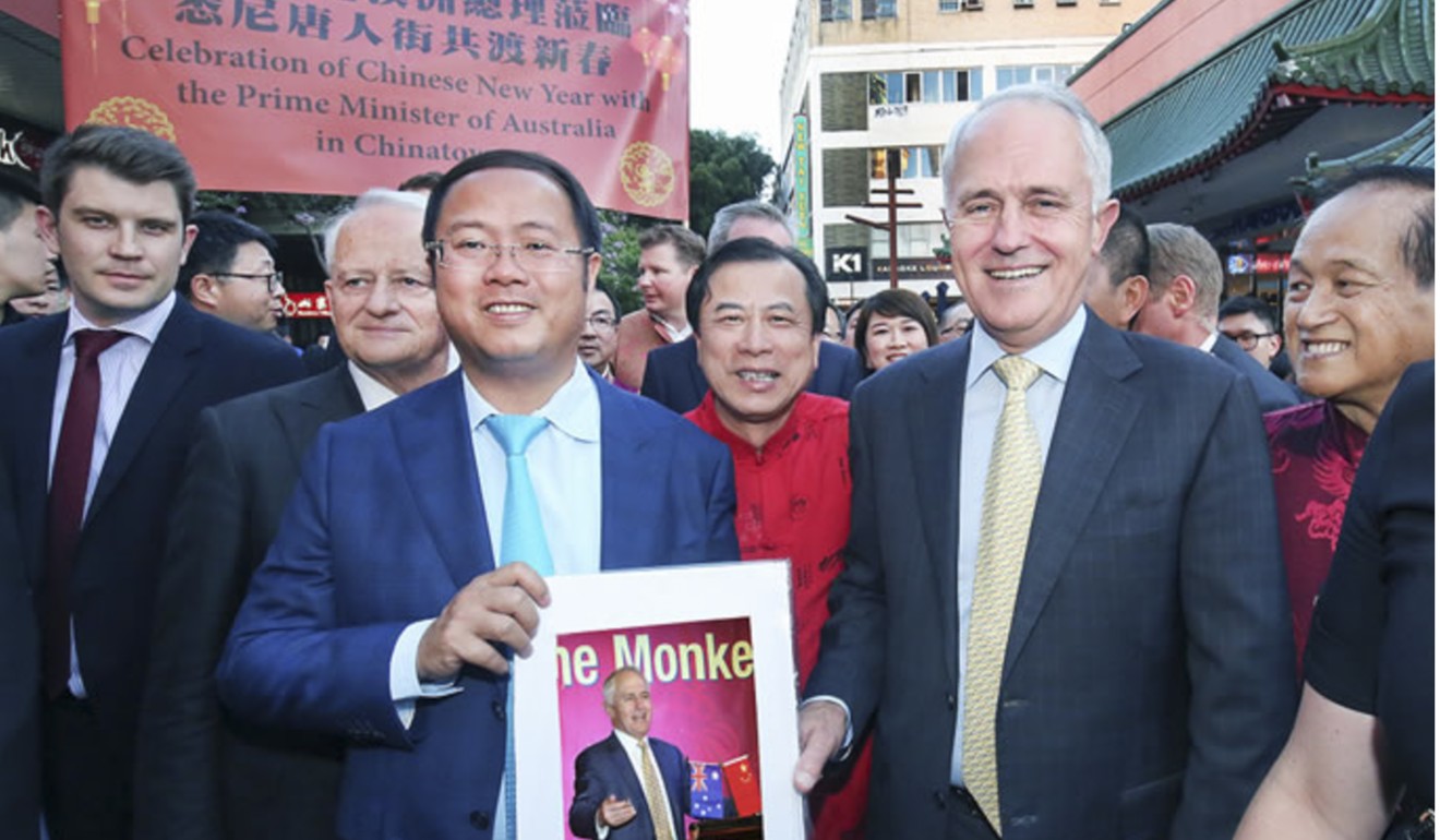 Huang Xiangmo with Australia’s former prime minister Malcolm Turnbull in 2016. Photo: ACPPRC