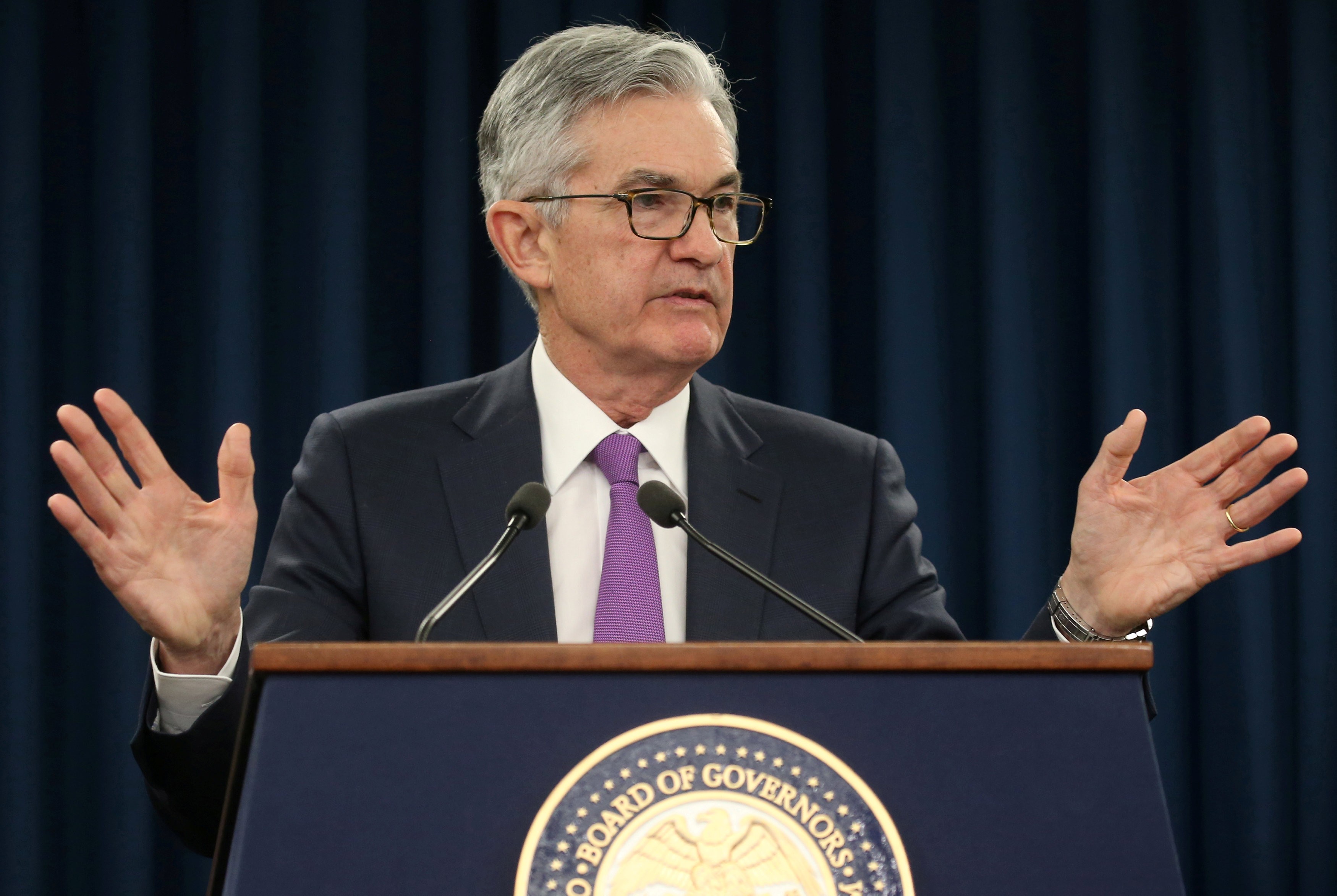 Federal Reserve chairman Jerome Powell holds a press conference in Washington on January 30 following a two-day policy meeting. Photo: Reuters