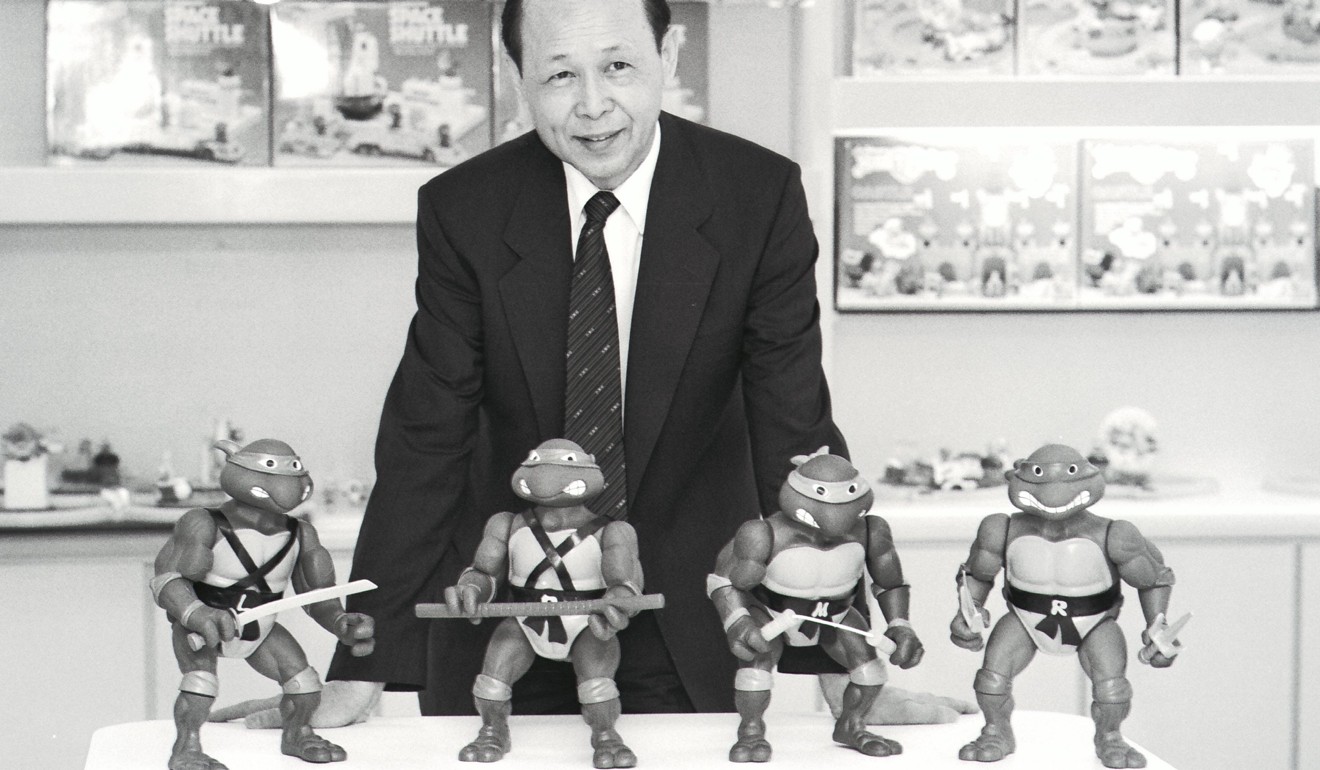 Chan Tai-ho, chairman of Playmates Holdings, shows off the firm’s top toys, the Teenage Mutant Ninja Turtles. Photo: SCMP