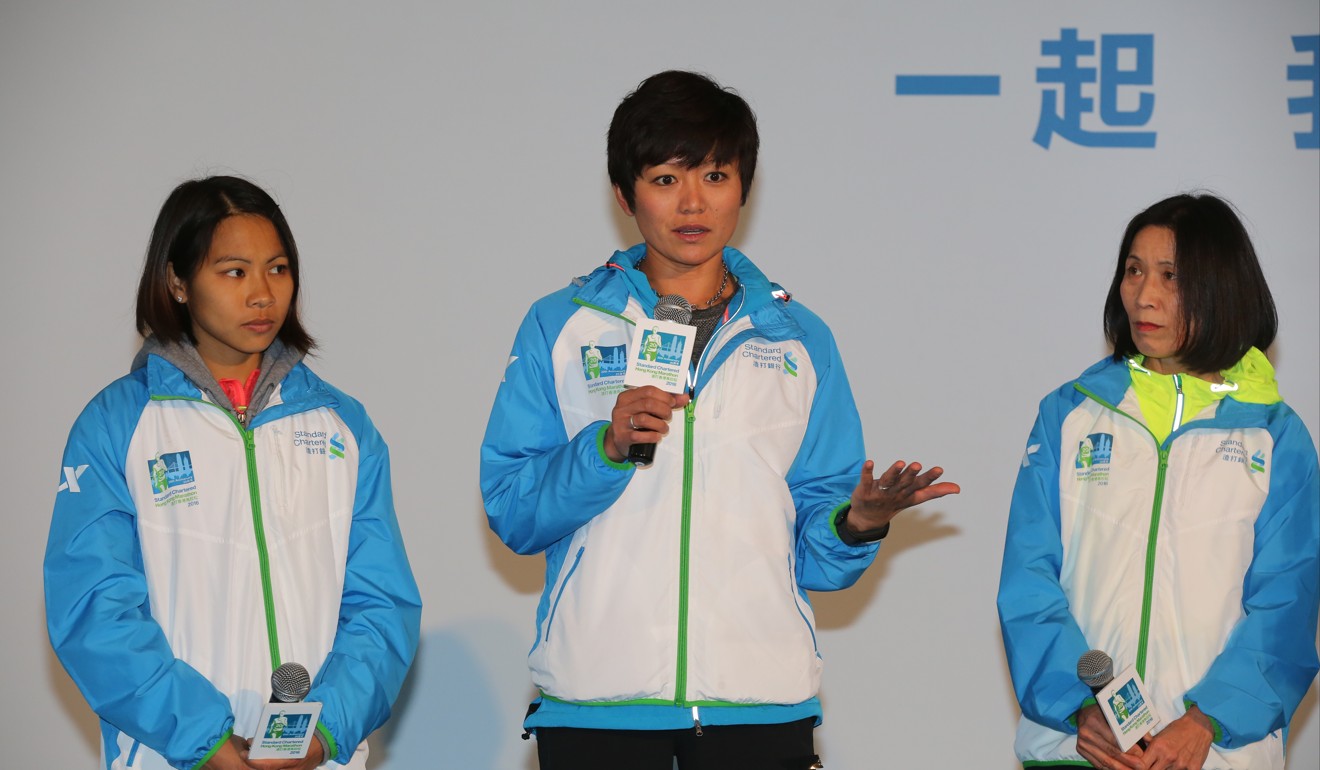 The 2016 race ambassadors Christy Yiu Kit-ching, Maggie Chan Man-yee and Yuko Gordon. Photo: Edward Wong