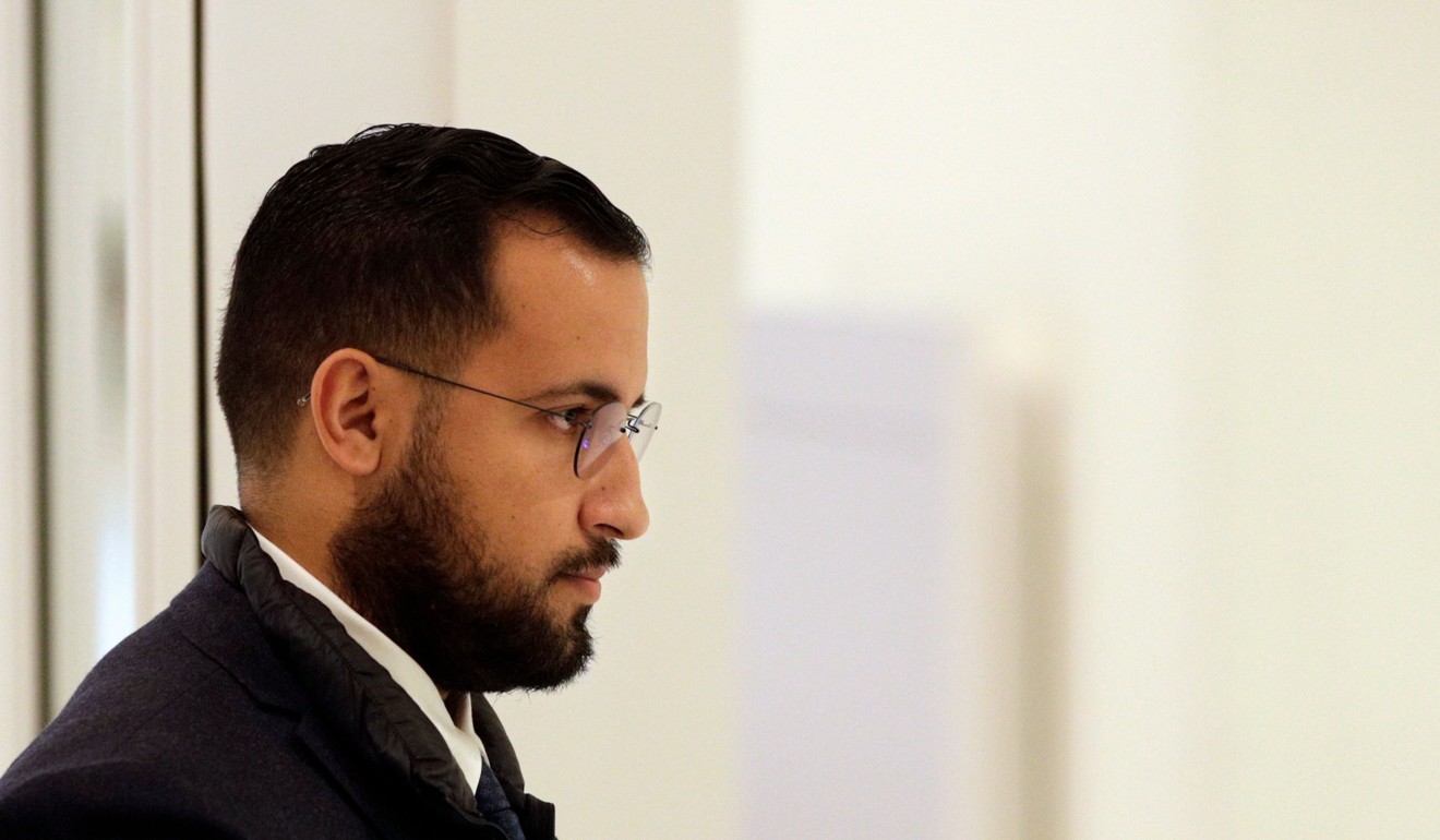 Alexandre Benalla, the former top security aide to the French President arrives at Paris courthouse. Photo: AFP