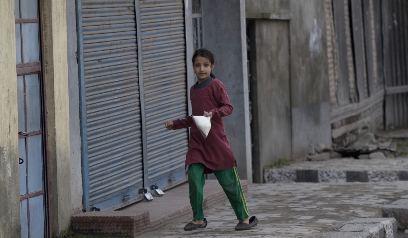 A Kashmiri girl during the security lockdown in Srinagar on February 24, 2019. Photo: AP