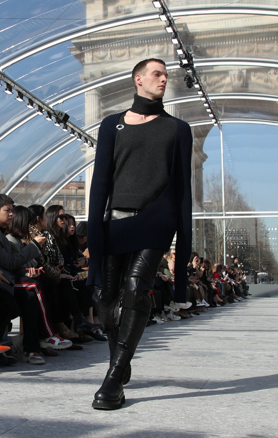 A model presents a men’s look from Daniel Lee’s first autumn/winter show for Bottega Veneta. Photo: Reuters