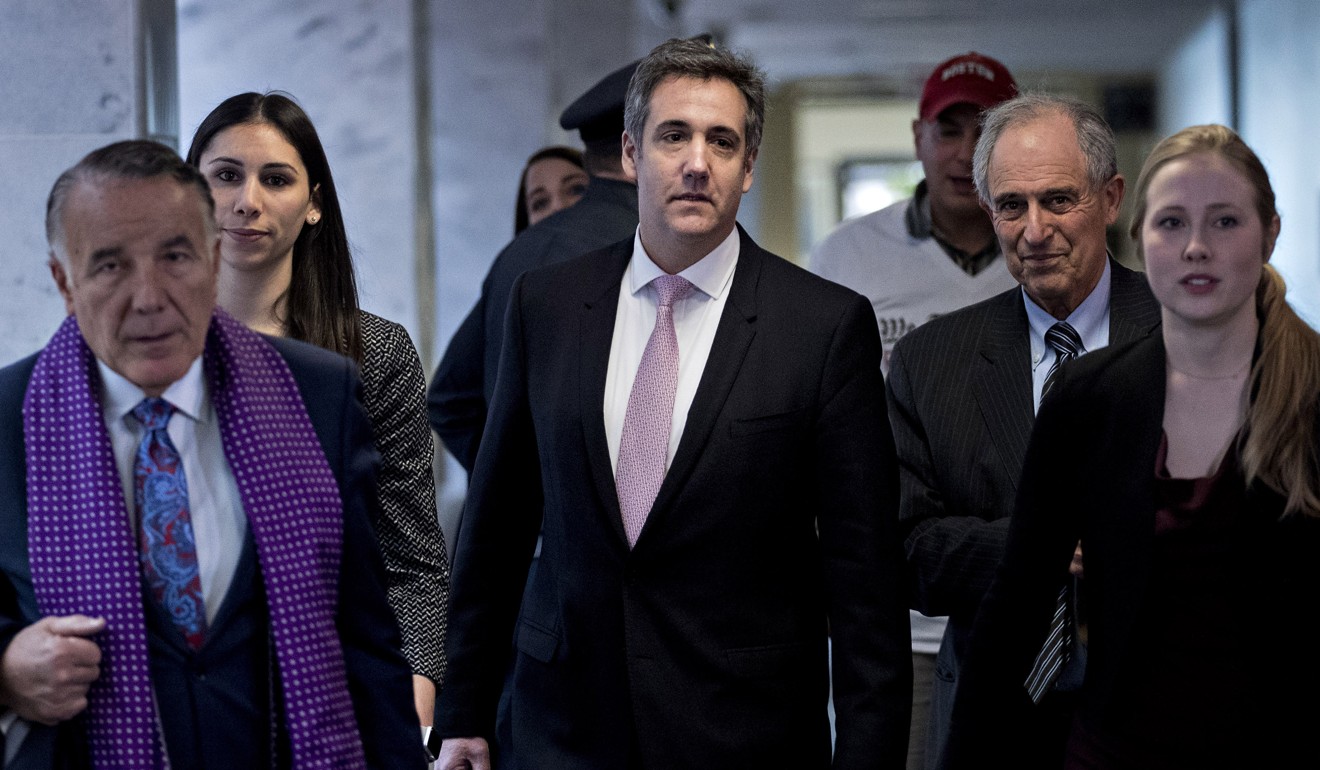 Donald Trump’s former personal lawyer Michael Cohen arrives to testify behind closed doors before the Senate Intelligence Committee in Washington on Tuesday. Photo: Bloomberg