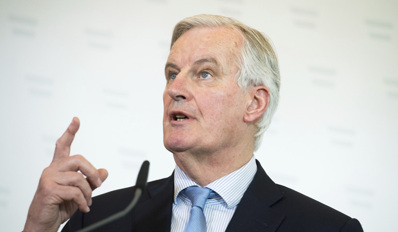 European Union chief Brexit negotiator Michel Barnier speaks during a joint press conference with Austrian Chancellor Sebastian Kurz at the federal chancellery in Vienna. Photo: AP