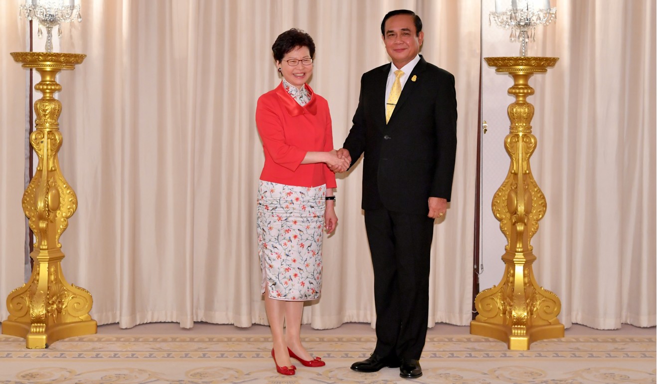 Carrie Lam with Thai Prime Minister Prayuth Chan-o-cha.