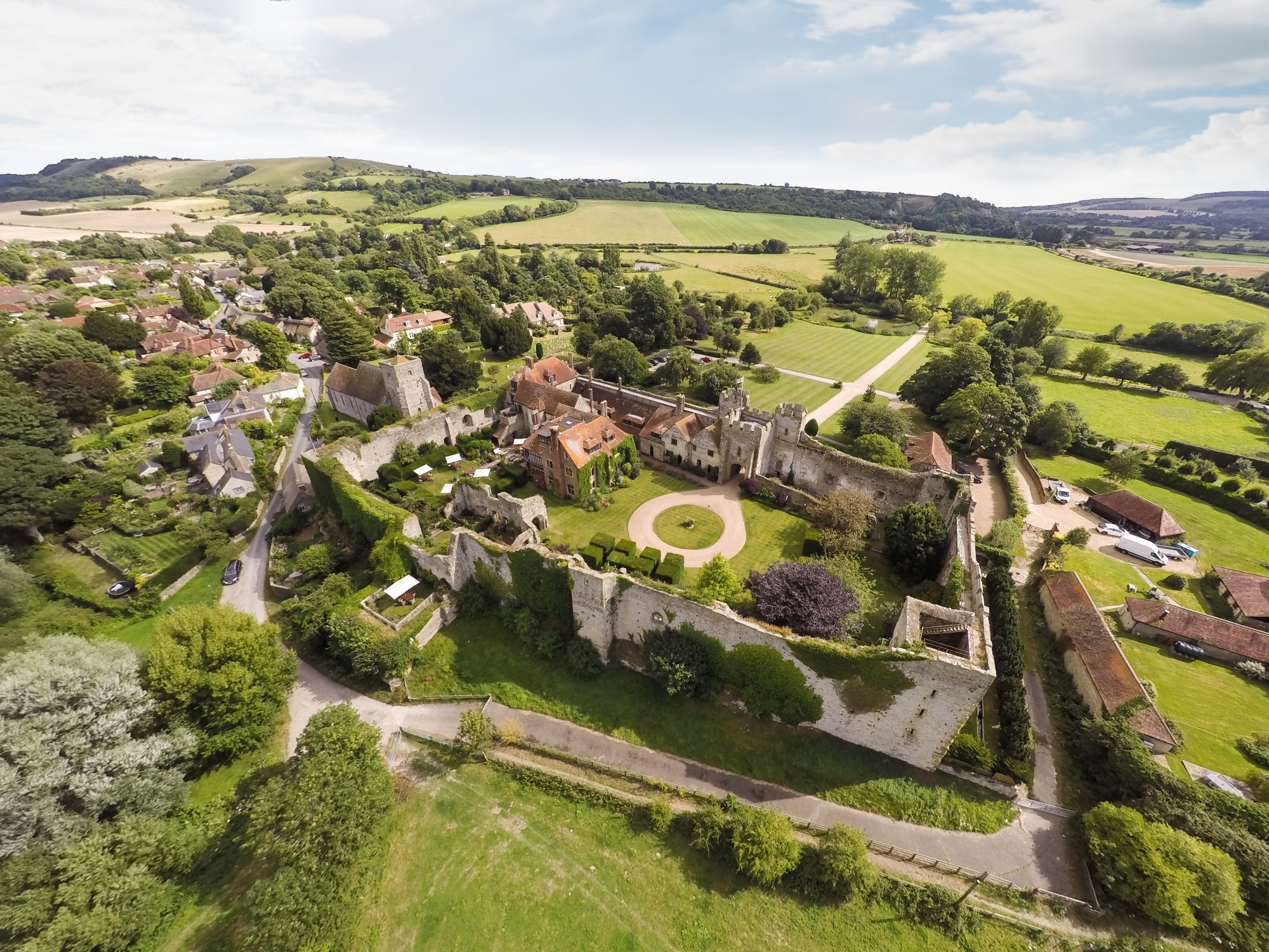 A bird’s-eye view of Amberley Castle, one of several mansions refurbished and restored to their former glory.