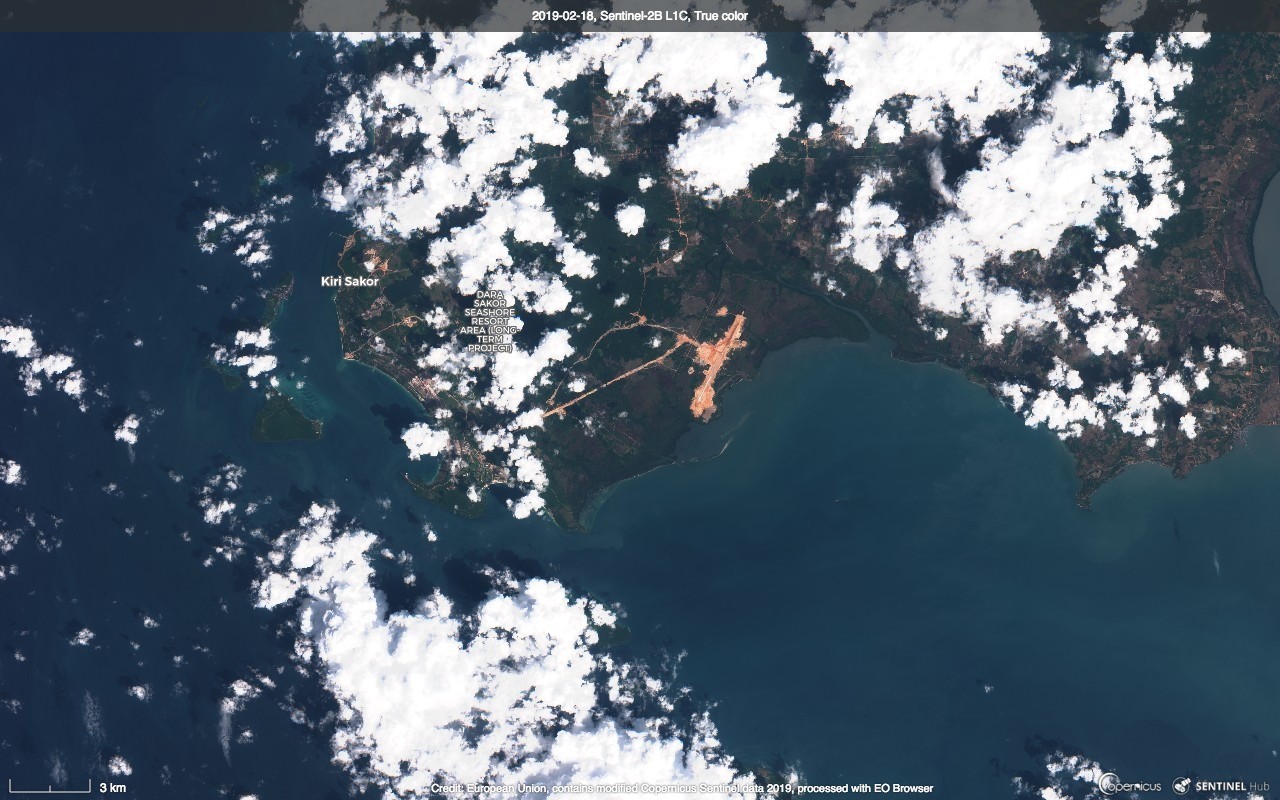 A satellite image of the suspiciously long runway at the airport in Koh Kong. Photo: Handout