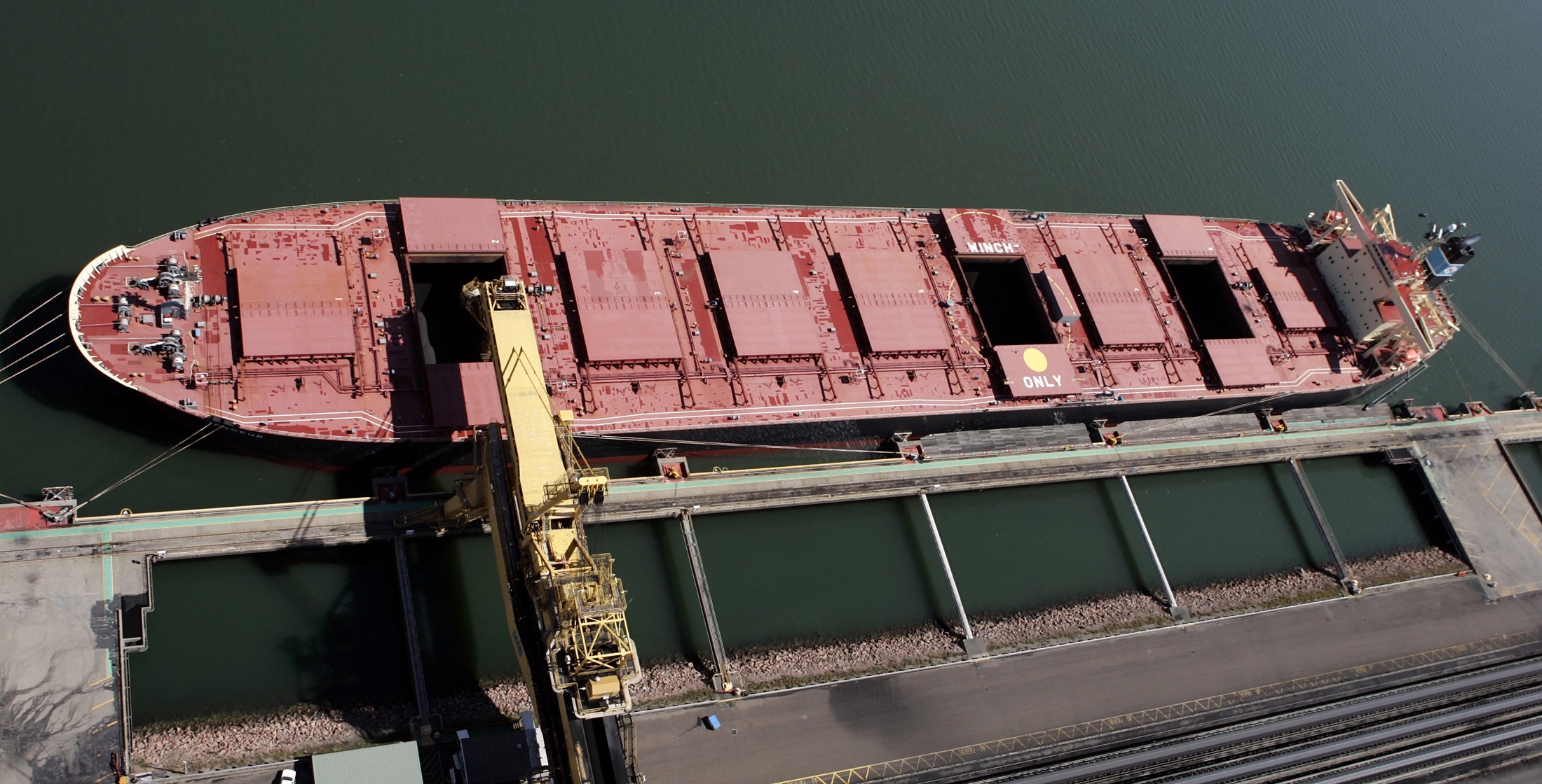 A coal ship waits to be loaded at the world's biggest coal export terminal in Newcastle, Australia. Photo: Reuters