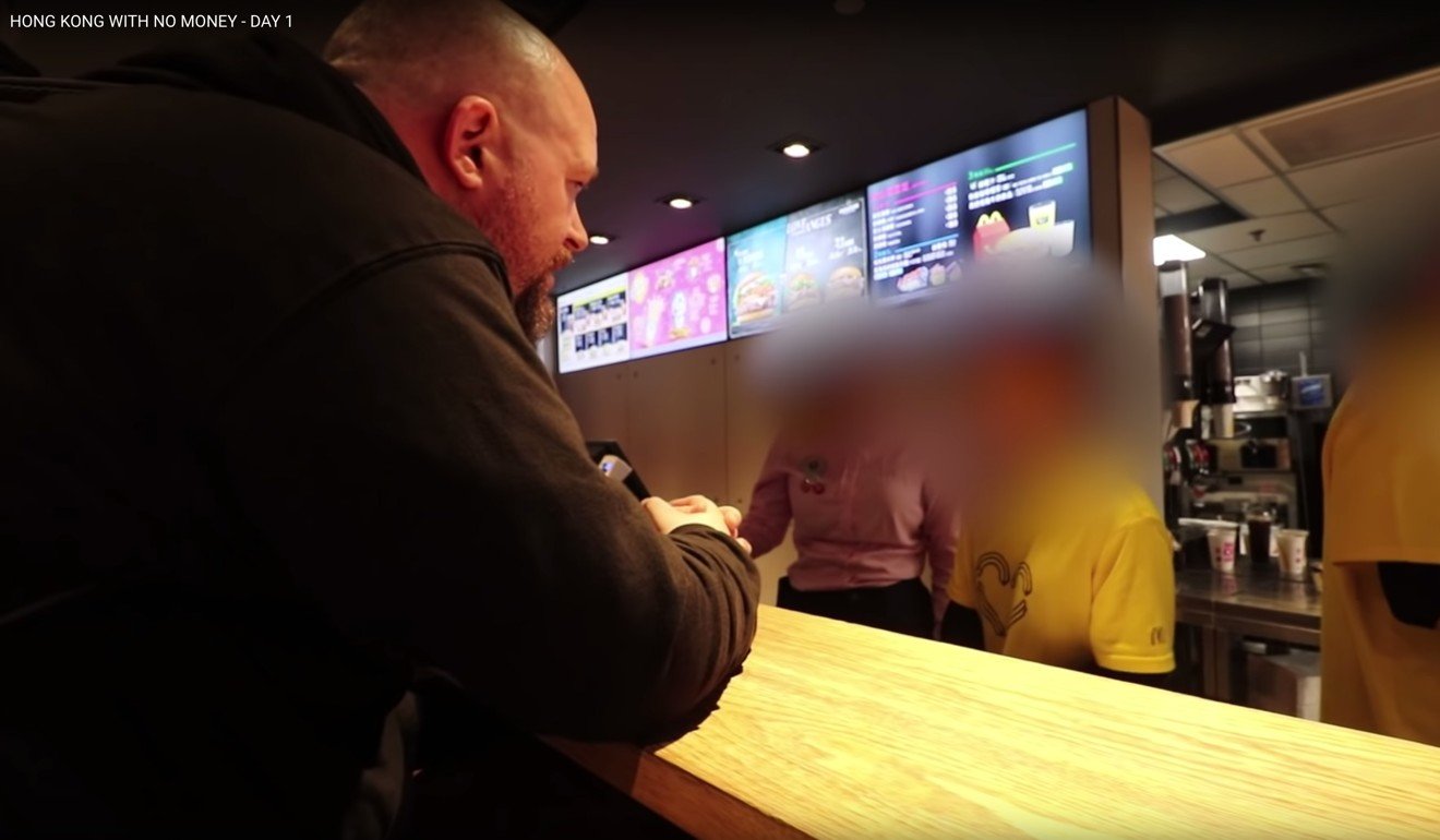 Jones, a fellow YouTuber from the Isle of Man, getting food from McDonald’s. Photo: YouTube/Simon Wilson