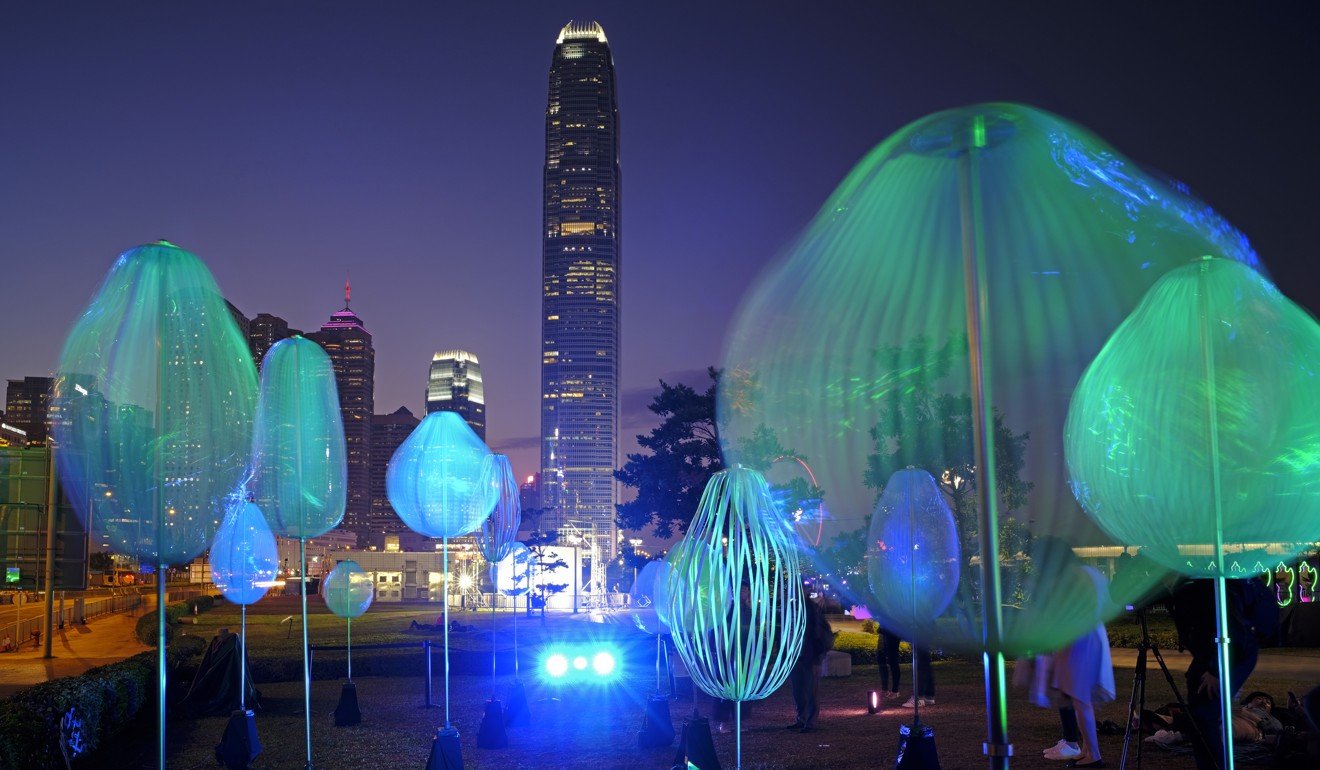 An art installation for the Hong Kong Pulse Light Festival. Photo: AP