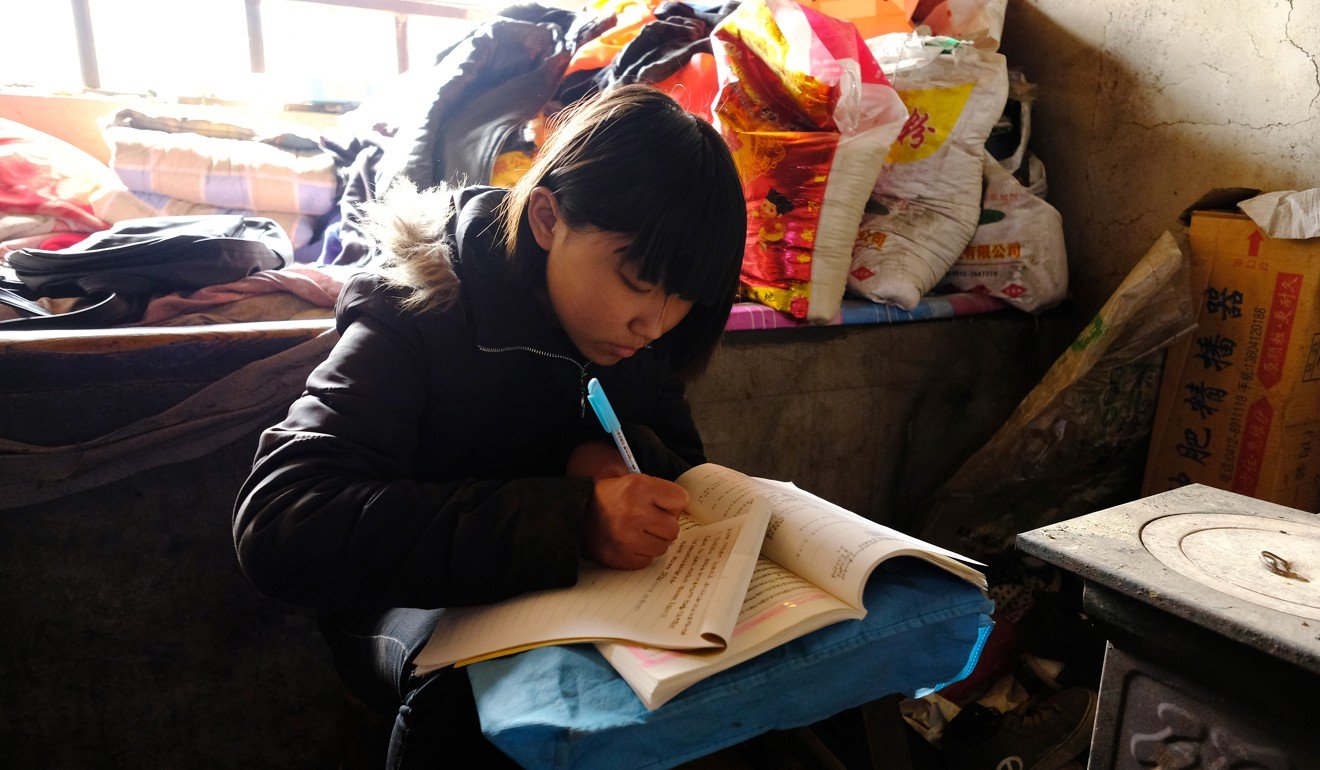 Little Zhang knows that study is only her only way out of the village. Photo: Lea Li
