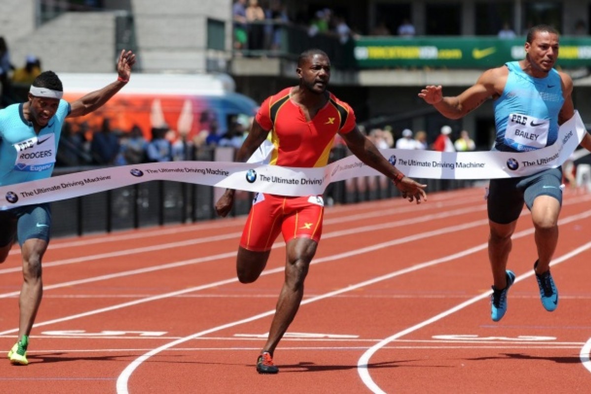 Justin Gatlin Retains Prefontaine 100m Title South China Morning Post