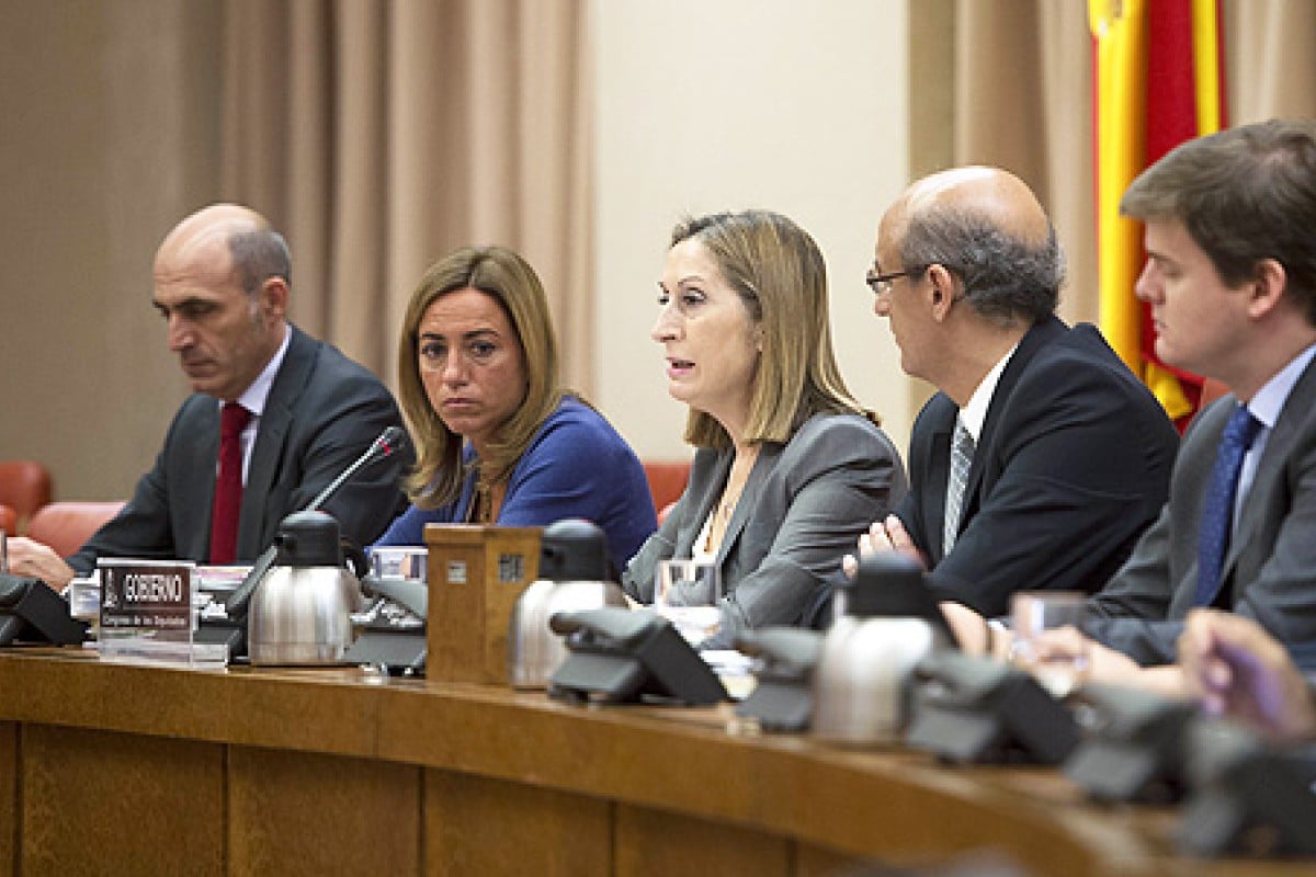 Spain's Public Works minister Ana Pastor (centre) delivers a speech about Spain's railway network during a parliamentary commission in Madrid on Friday. Photo: AFP