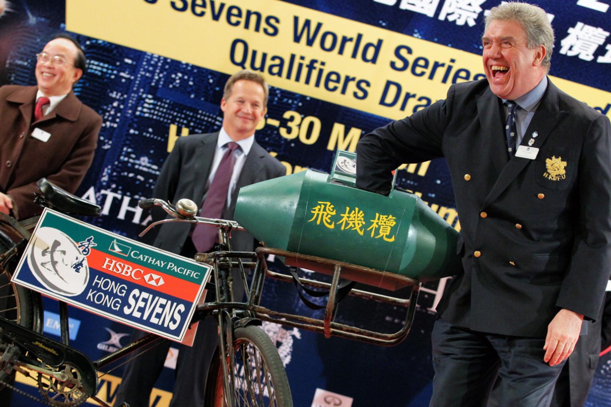 Trevor Gregory (right), chairman of the Hong Kong Rugby Football Union, at the official draw for the Cathay Pacific/HSBC Hong Kong Sevens earlier this year. Photo: Nora Tam/SCMP