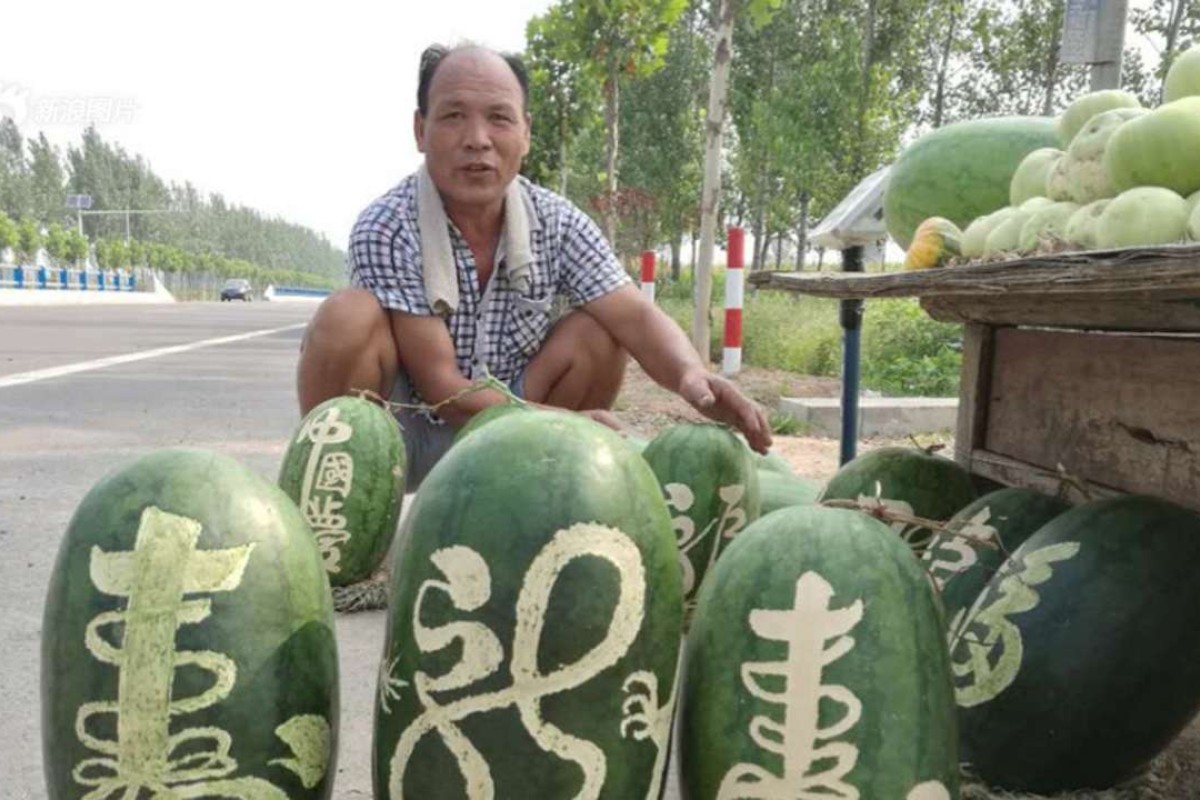 Creative fruits Chinese farmer’s melons sell out after he carves