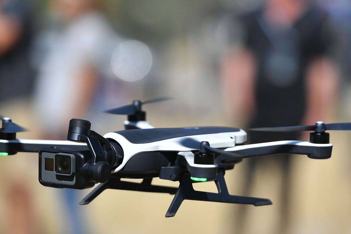 A GoPro Karma foldable drone seen flying during a press event in Olympic Valley, California. Photo: AFP