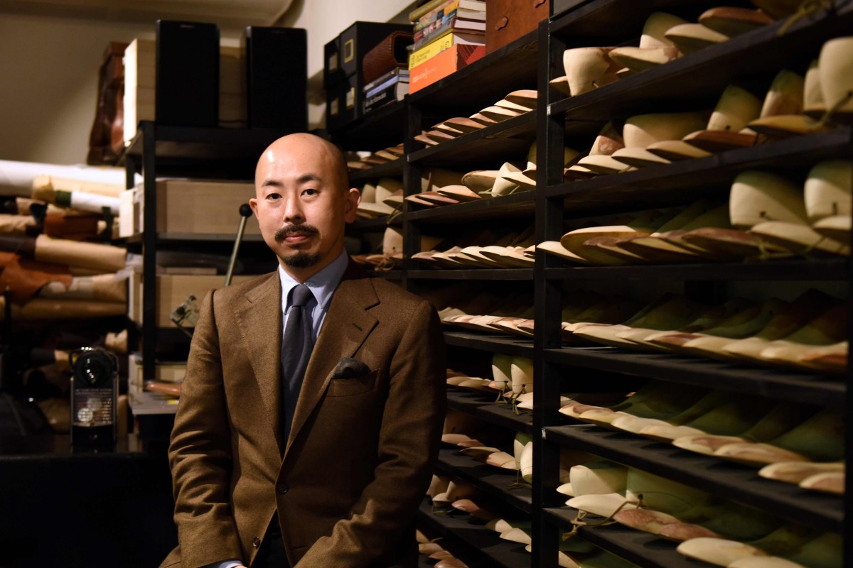 Japanese master shoemaker Yohei Fukuda in his workshop in Tokyo. Photo: AFP