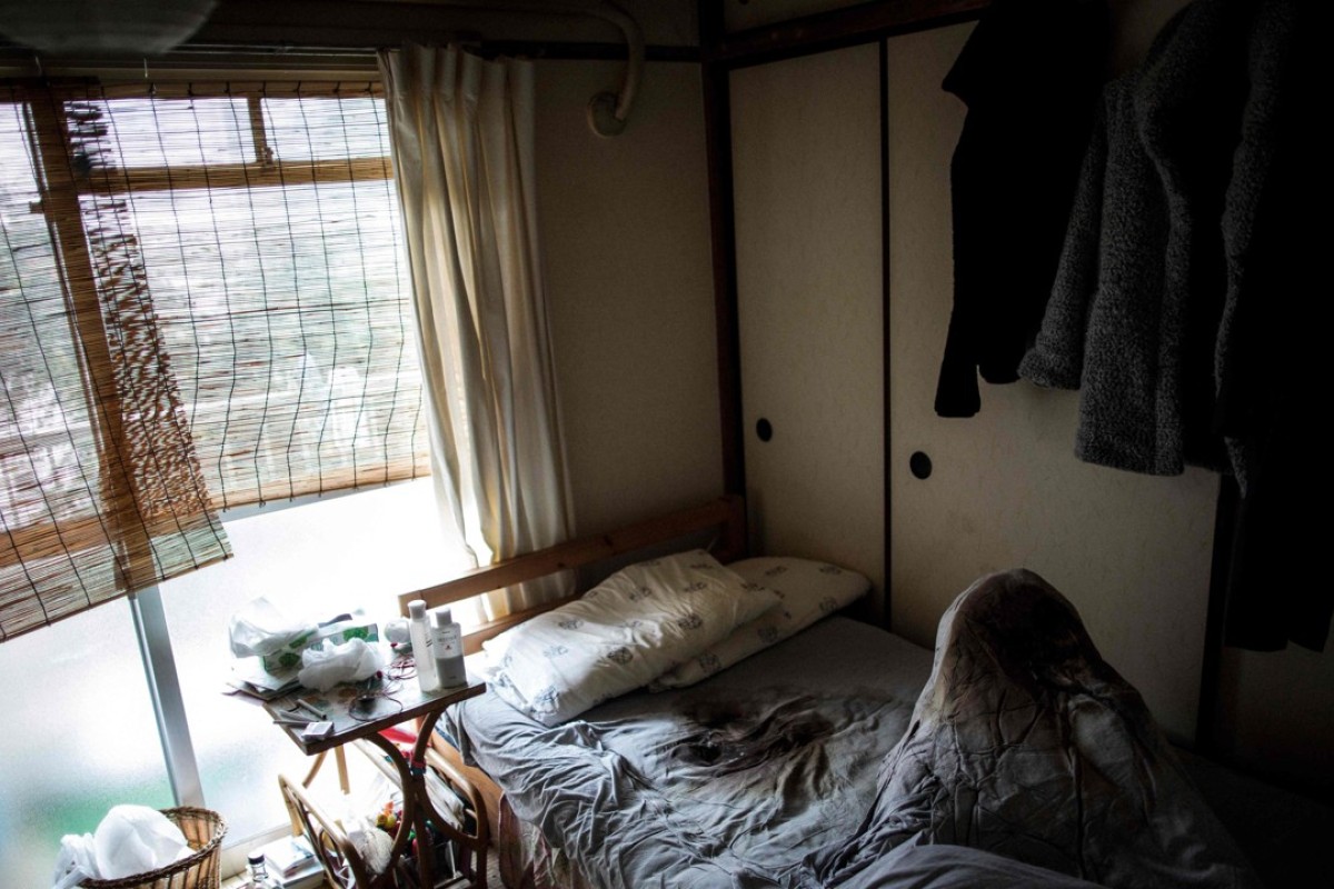 A mattress soaked with bodily fluids of a woman who died alone and left for about two weeks, in her flat in Yokohama. Photo: AFP