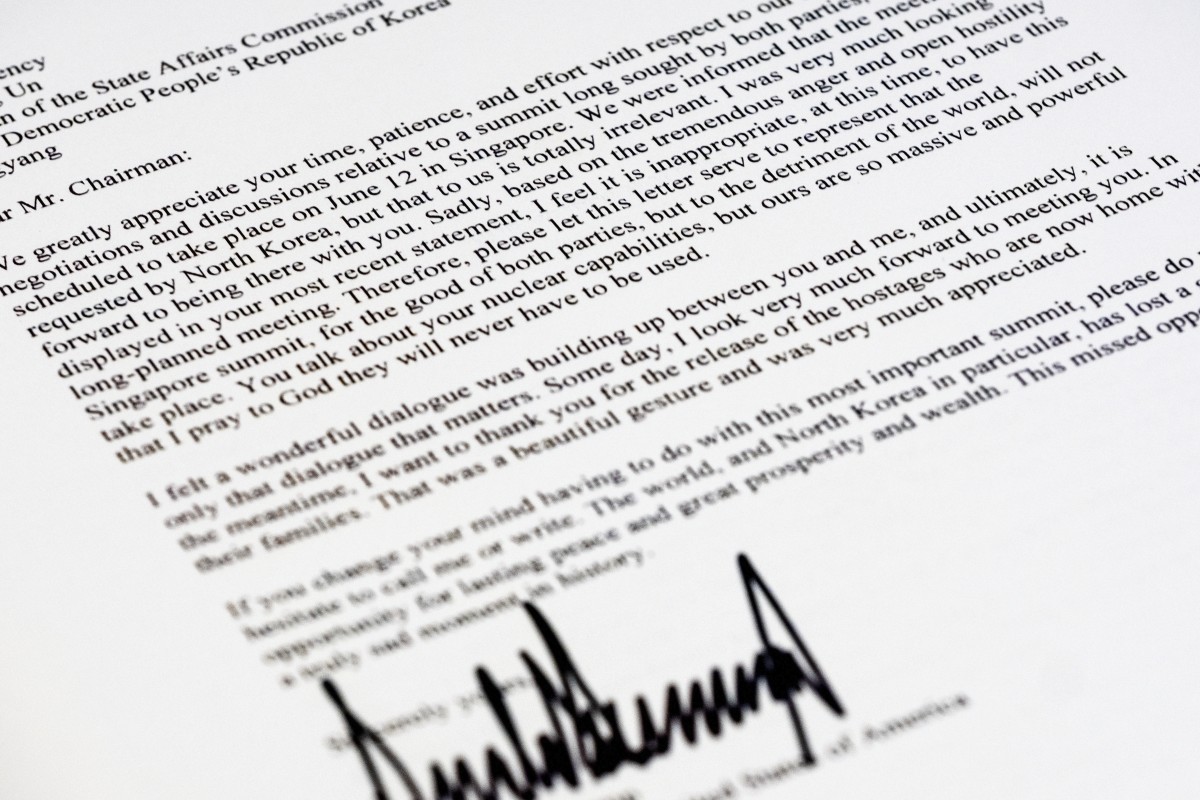 Dear Mr Chairman Here Is The Full Text Of The Letter Trump Sent Kim Jong Un Cancelling Summit South China Morning Post