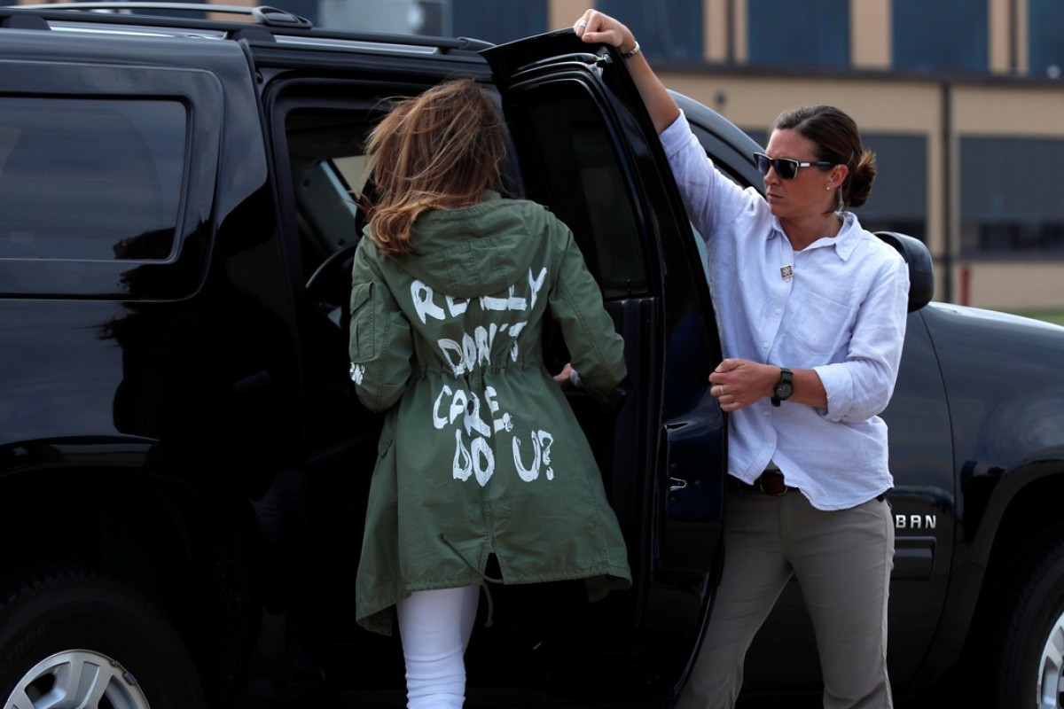 I Really Don T Care Melania Trump S Jacket Stuns On Migrant Visit South China Morning Post