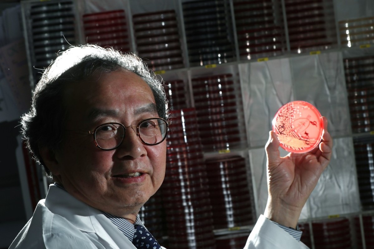 Microbiologist Dr Raymond Yung Wai-hung of Hong Kong Sanatorium and Hospital holding a bacterial culture. Photo: Nora Tam