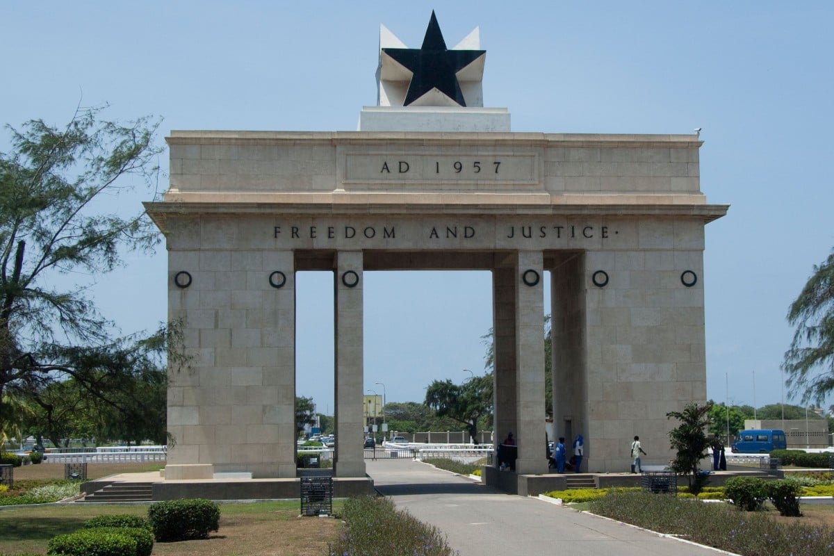 The Freedom Arch in Independence Square, Accra, the capital of Ghana.
