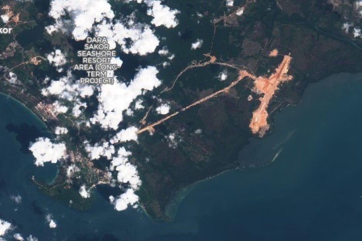 A satellite image of the suspiciously long runway at the airport in Koh Kong. Photo: Handout