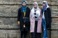 Han Chinese Muslim Aysha Xiong (left) with her roommates. They founded The Hijab channel on WeChat. Photo: Handout