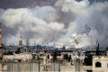3月15日、シリア政府が反政府勢力のダマスカス郊外で空爆した結果。 写真：AFP