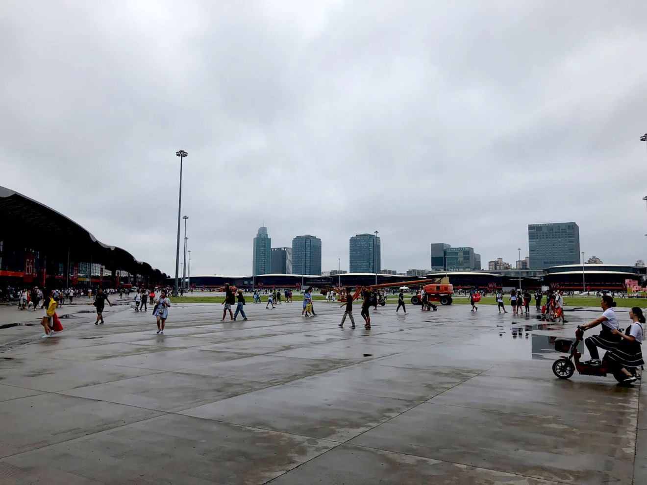 The first day of the show took place as a typhoon hit Shanghai — but that didn’t stop thousands of people from showing up and running from pavillion to pavillion in the rain.