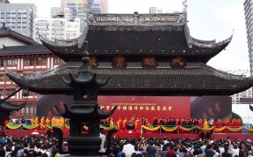 A ceremony to mark the relocation of the Jade Buddha Temple. Photo: Xinhua A ceremony to mark the relocation of the Jade Buddha Temple. Photo: Xinhua