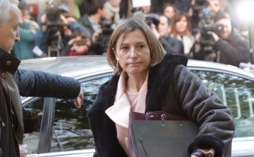 Speaker of the Catalan regional Parliament, Carme Forcadell arrives at the Supreme Court in Madrid, Spain. Photo: EPA