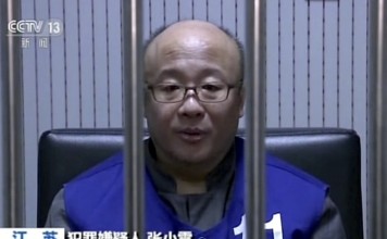 A still from state television shows the founder of the Ponzi scheme, Zhang Xiaolei, behind bars. Photo: Associated Press A still from state television shows the founder of the Ponzi scheme, Zhang Xiaolei, behind bars. Photo: Associated Press