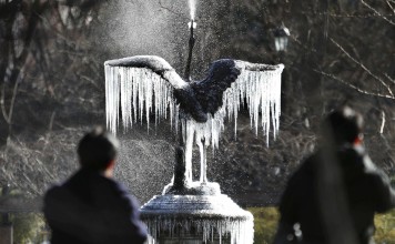Icicles form on a statue at central Tokyo's Hibiya Park as temperatures fell to the coldest recorded in the Japanese capital in 48 years. Photo: Kyodo Icicles form on a statue at central Tokyo's Hibiya Park as temperatures fell to the coldest recorded in the Japanese capital in 48 years. Photo: Kyodo