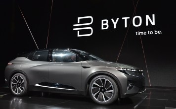 The Byton connected car at its launch at CES in Las Vegas on January 7, 2018. Photo: AFP