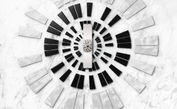 Cartier Baignoire Infinie, limited to 20 pieces, with white gold case set with diamonds, black spinels and mother-of-pearl