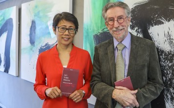 Christine Loh and Richard Cullen introduce their new book in Sheung Wan on Friday. Photo: Jonathan Wong