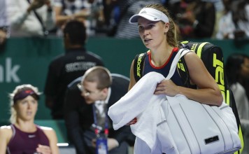 Caroline Wozniacki leaves after losing to Elina Svitolina at the WTA Finals in Singapore. Photo: AP