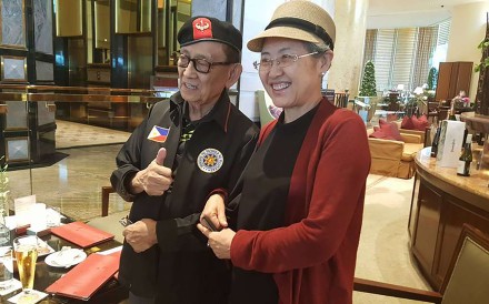 Ramos (left) pictured having dinner in Hong Kong with Fu Ying, the chairwoman of the foreign affairs committee of the National People’s Congress. Photo: SCMP Pictures